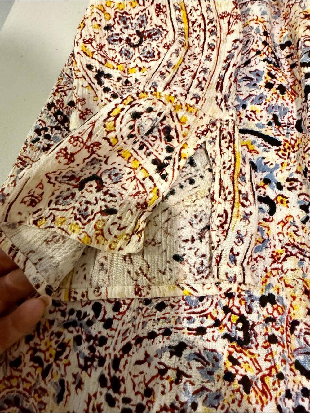 Billabong Cream Printed Swim Coverup with Yellow, Blue and Black Accents